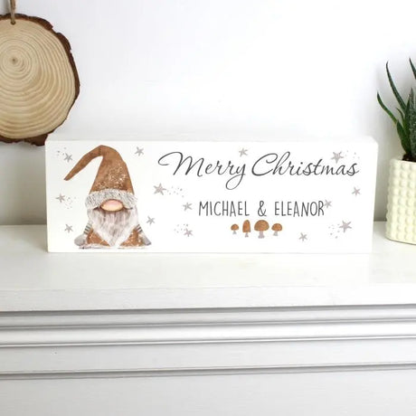 Personalised Scandinavian Christmas Gnome Wooden Block - Gift Moments