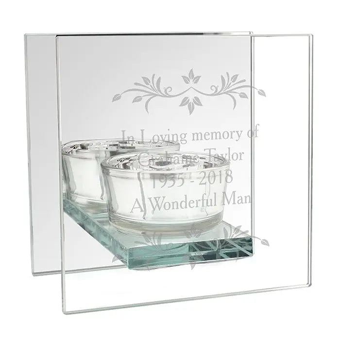 Personalised Sentiments Mirrored Glass Tea Light Holder - Gift Moments