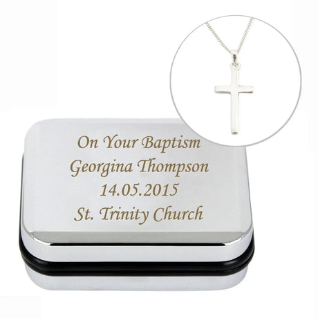Personalised Silver Cross Necklace and Case - Gift Moments