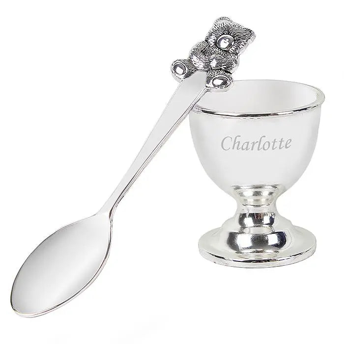 Personalised Silver Egg Cup and Spoon - Gift Moments