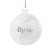 Personalised Silver Glitter Feather Glass Bauble - Gift Moments