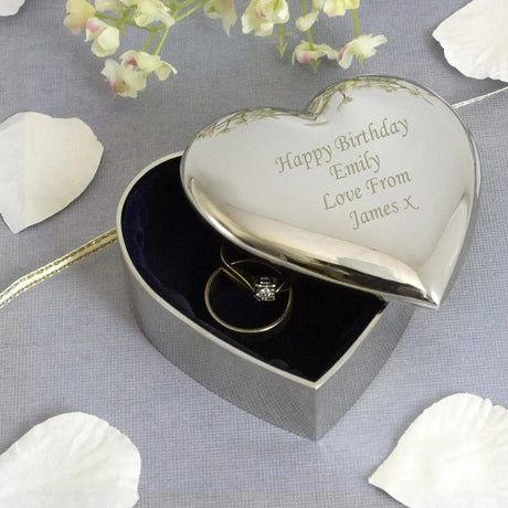 Personalised Silver Heart Shaped Trinket Box - Gift Moments