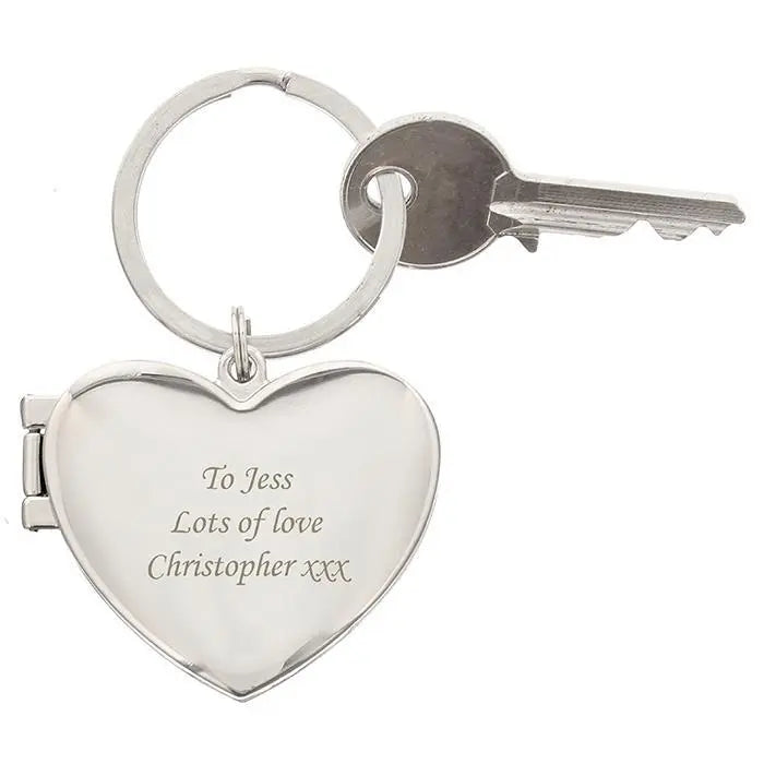 Personalised Silver Photo Frame Heart Keyring - Gift Moments