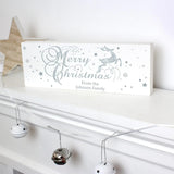 Personalised Silver Reindeer Wooden Block Sign - Gift Moments