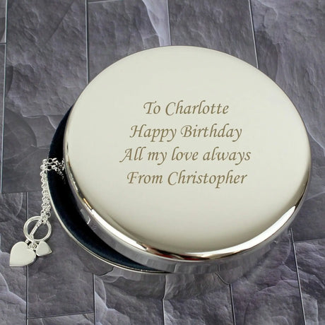 Personalised Silver Round Trinket Box - Gift Moments