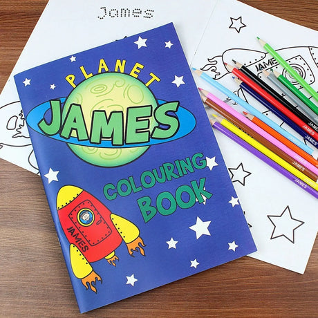 Personalised Space Colouring Book and Pencils - Gift Moments
