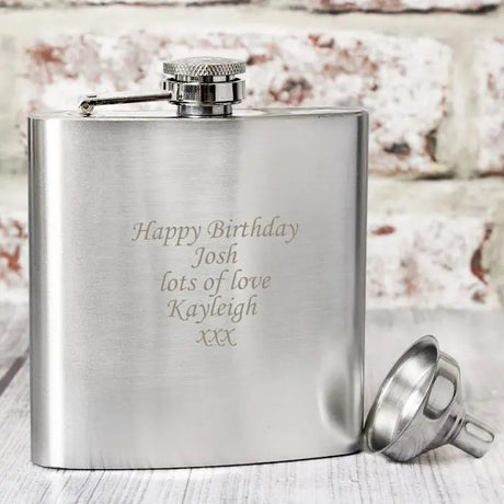 Personalised Stainless Steel 6oz Hip Flask - Gift Moments