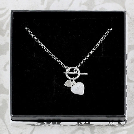 Personalised Sterling Silver T-Bar Heart Necklace - Gift Moments