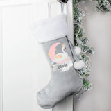 Personalised Swan Lake Luxury Silver Grey Stocking - Gift Moments