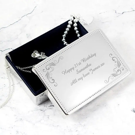 Personalised Swirl Rectangular Jewellery Box - Gift Moments