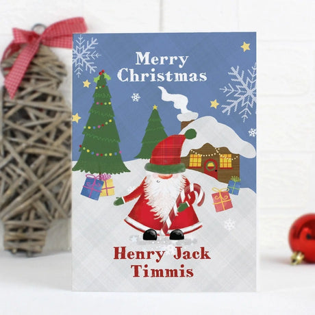 Personalised Tartan Santa Christmas Card - Gift Moments