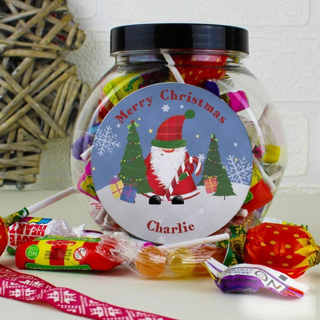 Personalised Tartan Santa Sweet Jar - Gift Moments