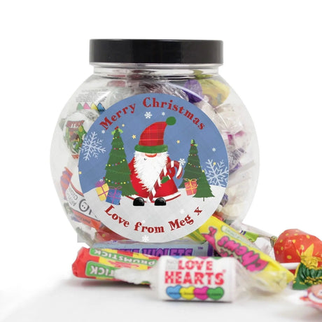 Personalised Tartan Santa Sweet Jar - Gift Moments