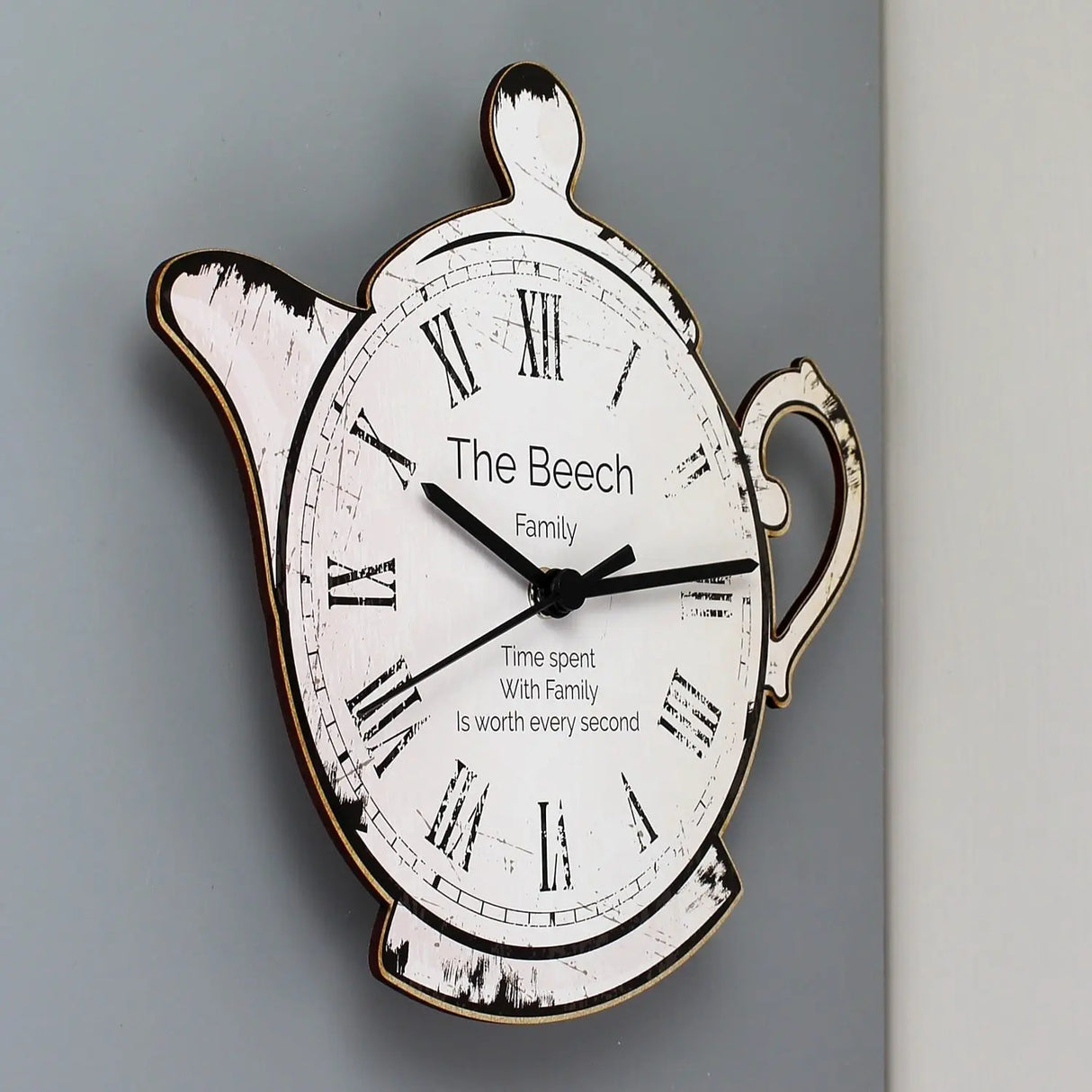 Personalised Teapot Shape Wooden Clock - Gift Moments