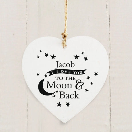 Personalised The Moon & Back Heart Decoration - Gift Moments