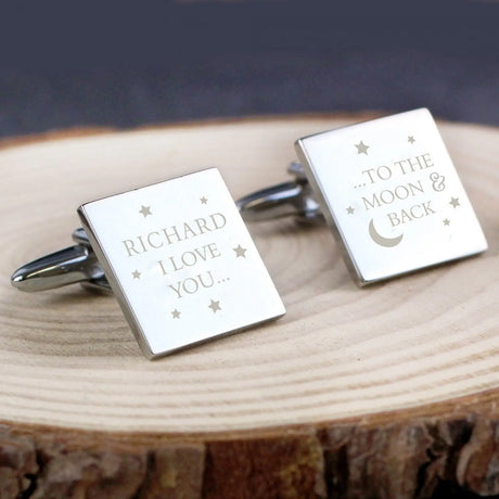 Personalised The Moon & Back Silver Cufflinks - Gift Moments