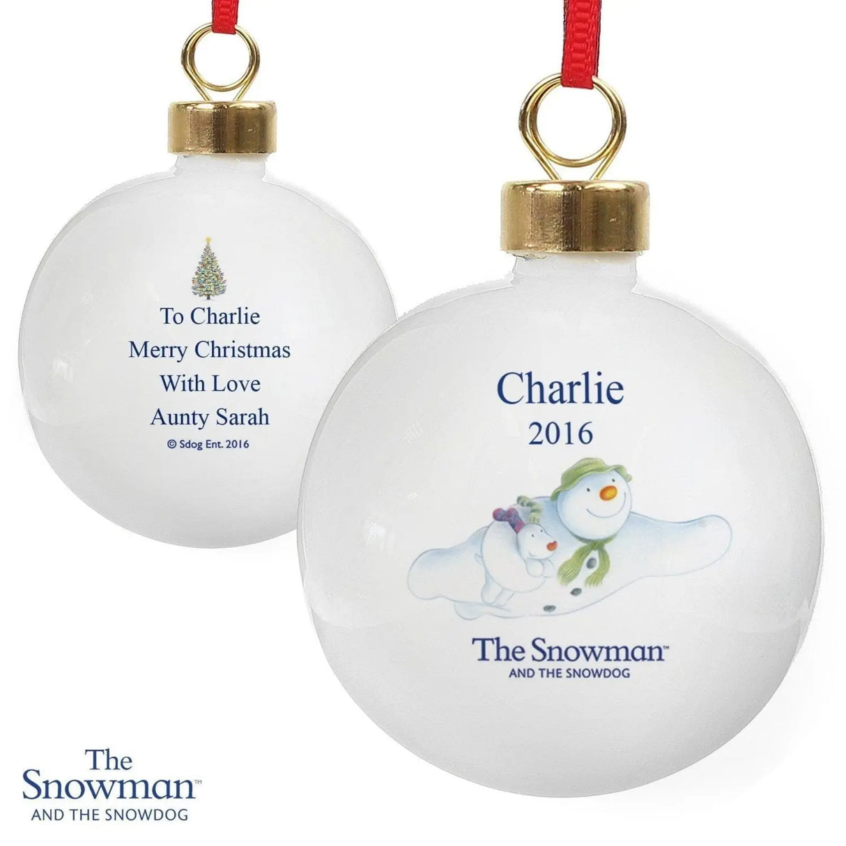 Personalised The Snowman Flying Christmas Bauble - Gift Moments