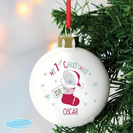 Personalised Tiny Tatty Teddy My 1st Christmas Stocking Bauble - Gift Moments
