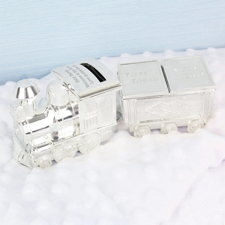 Personalised Train Money Box with Tooth and Curl Trinket Carriage - Gift Moments
