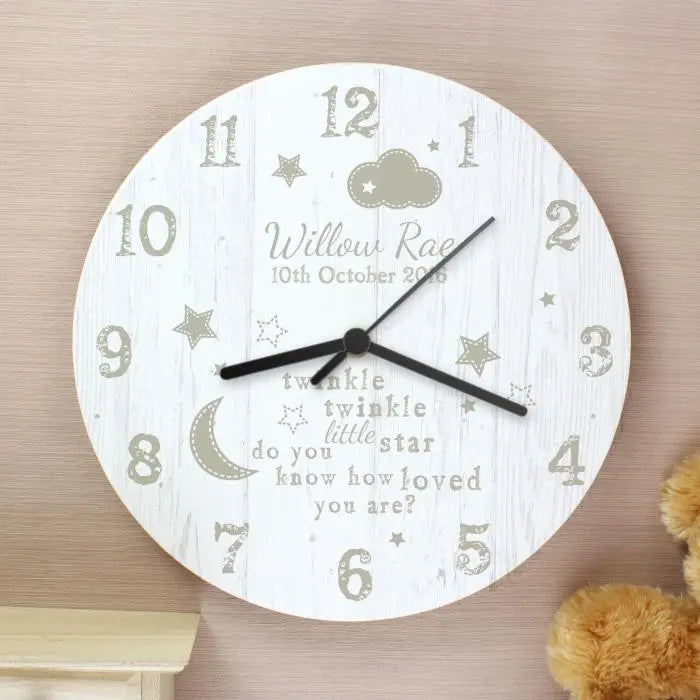 Personalised Twinkle Twinkle Shabby Chic Clock - Gift Moments