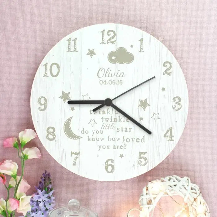 Personalised Twinkle Twinkle Shabby Chic Clock - Gift Moments