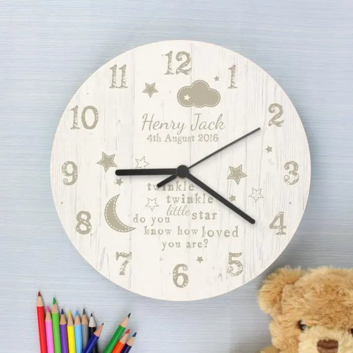 Personalised Twinkle Twinkle Shabby Chic Clock - Gift Moments