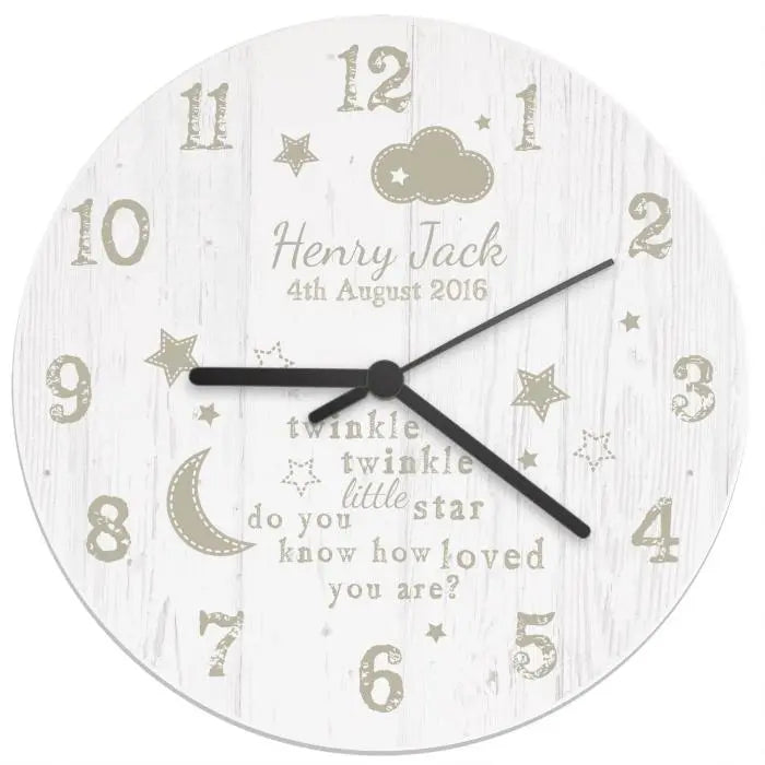 Personalised Twinkle Twinkle Shabby Chic Clock - Gift Moments