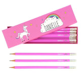Personalised Unicorn Box of 12 Pink HB Pencils - Gift Moments