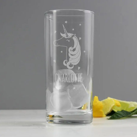 Personalised Unicorn Engraved Hi Ball Glass - Gift Moments