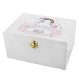 Personalised Unicorn White Wooden Keepsake Box - Gift Moments
