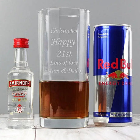 Personalised Vodka, Glass and Red Bull Gift Set - Gift Moments