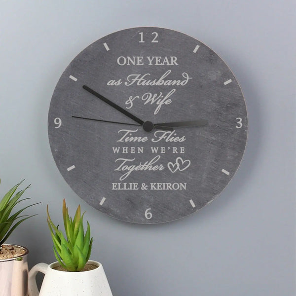 Personalised Wedding Anniversary Slate Clock - Gift Moments