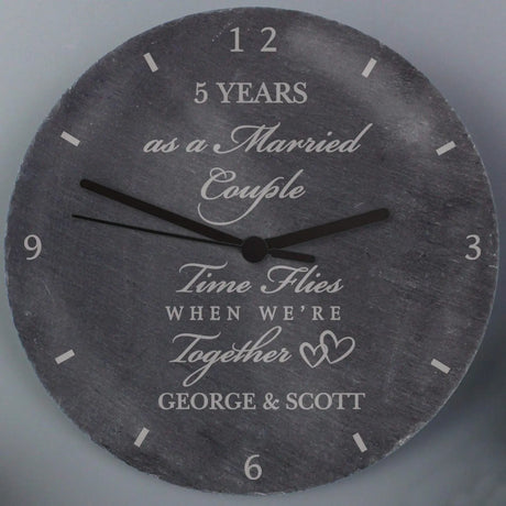 Personalised Wedding Anniversary Slate Clock - Gift Moments