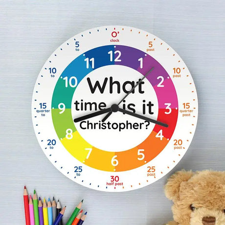 Personalised What Time Is It? Wooden Clock - Gift Moments