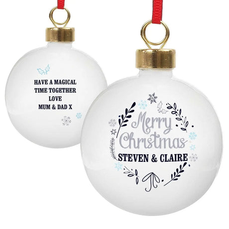 Personalised White Christmas Frost Bauble - Gift Moments