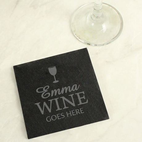 Personalised Wine Goes Here... Slate Drinks Coaster - Gift Moments