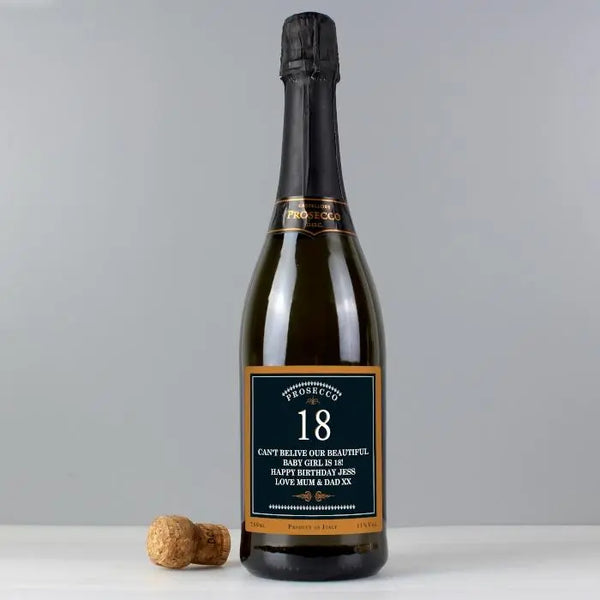 Personalised Year and Age Bottle of Prosecco - Gift Moments