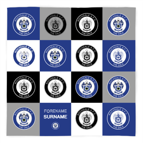 Personalised Rochdale Chequered FC Fleece Blanket