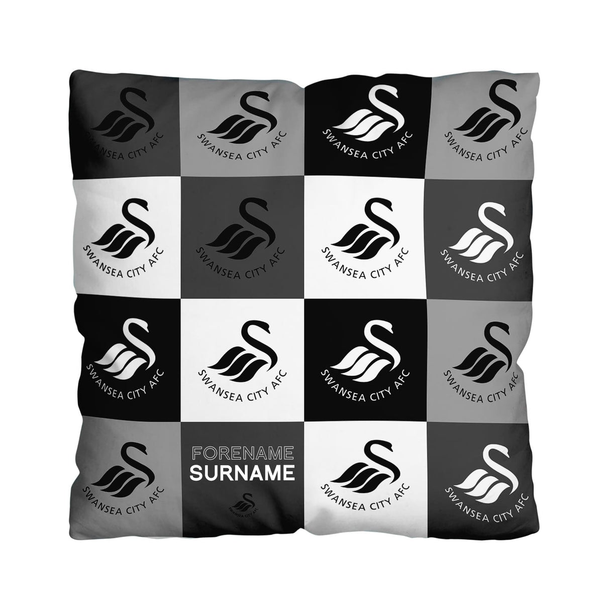 Personalised Swansea City AFC Chequered 18" Cushion