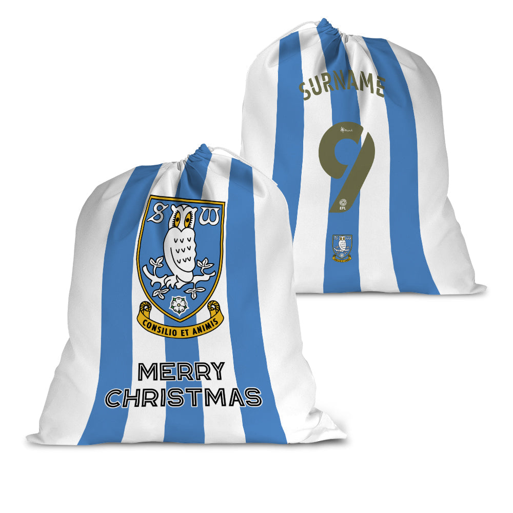 Personalised Sheffield Wednesday FC Shirt Santa Sack