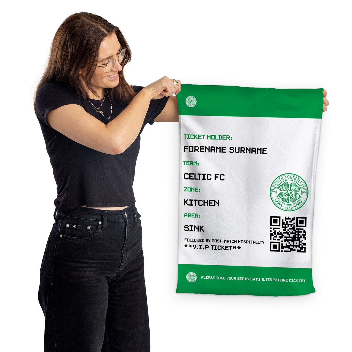 Personalised Celtic FC FD Ticket Tea Towel