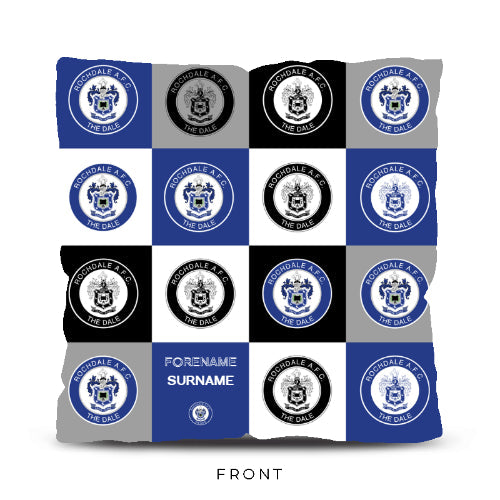 Personalised Rochdale FC Chequered 18" Cushion