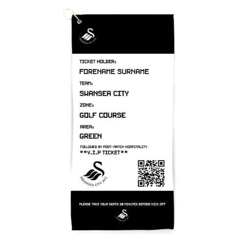 Personalised Swansea City AFC Ticket Golf Towel