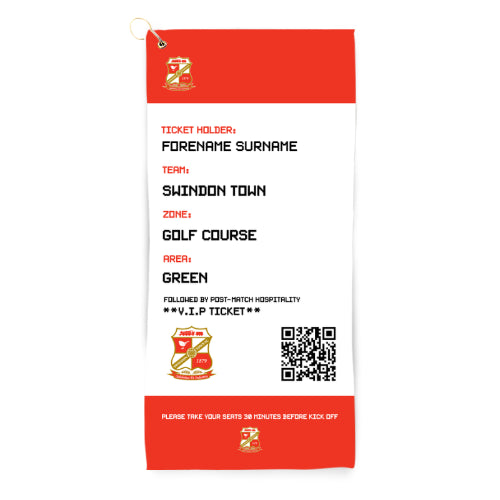 Personalised Swindon Town FC Ticket Golf Towel
