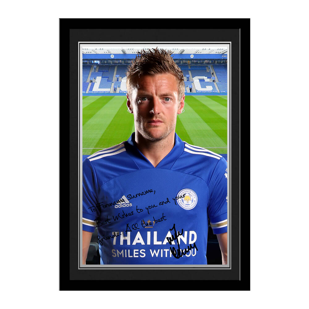 Personalised Leicester City FC Vardy Autograph Photo Framed