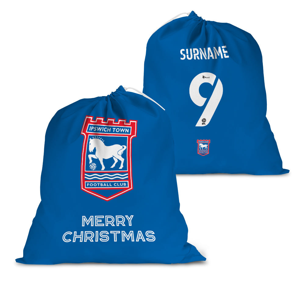 Personalised Ipswich Town FC Shirt Santa Sack