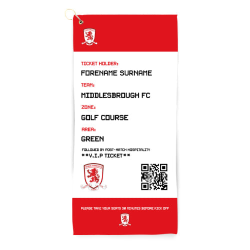 Personalised Middlesbrough FC Ticket Golf Towel