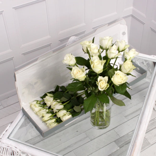 Letterbox White Roses - Gift Moments