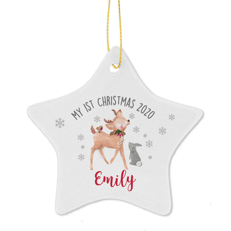 1st Christmas Festive Fawn Star Decoration - Gift Moments