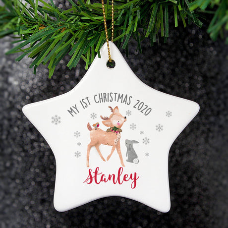 1st Christmas Festive Fawn Star Decoration - Gift Moments